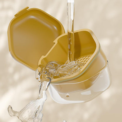 Double-layer Invisible Braces Orthodontic Retainer Storage Box,Retainer Case,Mouth Guard Case,Portable Denture Storage Washable Box with Hook,BPA-Free Teeth Whitening Storage Box (orange)