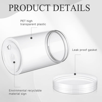 Patelai 4 Pieces Round Wide-mouth Leak Proof Plastic Container Jars with Lids for Travel Storage Makeup Beauty Products Face Creams Oils Salves Ointments DIY Making(12 Ounce,Clear)