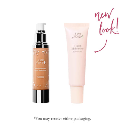 100% PURE Tinted Moisturizer Anti-Aging Face Makeup - Fruit Pigmented Golden Peach Light to Medium Coverage & Dewy Glow - Lightweight Foundation Medium-Tan Skin w/Yellow Undertone - Vegan - 1 Fl Oz