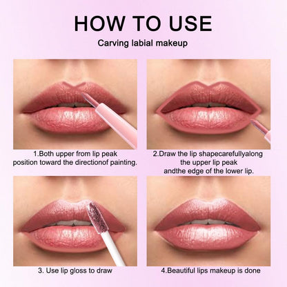 Kaely 2-in-1 Pink Red Metallic Lipstick and Lip Liner, Shimmer Liquid Metallic Lipsticks for Women, Glitter Lip Gloss Stain Long Lasting Waterproof Smudge Proof 24 Hour, Vegan Makeup, 09