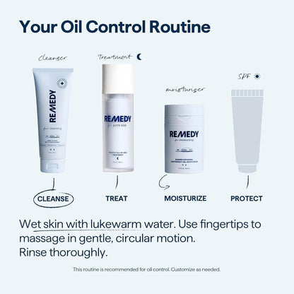 Remedy for Lightweight Cleansing - Gel to Foam Cleanser for Normal to Oily Skin - 0.5% Salicylic Acid, Ceramides, Glycerin, Green Tea - By Dermatologist Dr. Shah, 5 fl. Oz