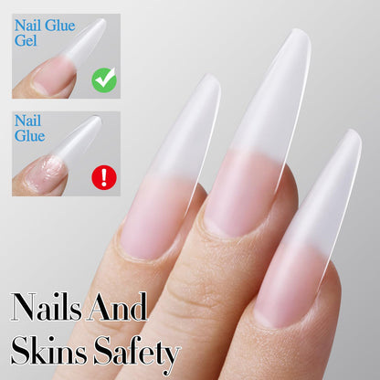 Double Rhythm 2PCS 0.5Oz Nail Glue Gel for False Acrylic Nail Tips and Press on Nails Gel Glue Nail Lamp Needed