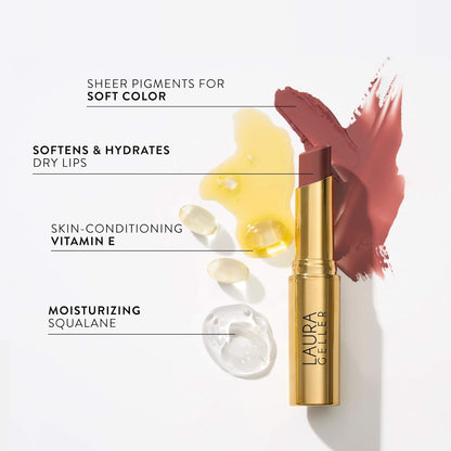 LAURA GELLER NEW YORK Jelly Balm Moisturizing Tinted Lip Balm - Figger Than Life - Hydrating Vitamin E - Semi-Shine Finish