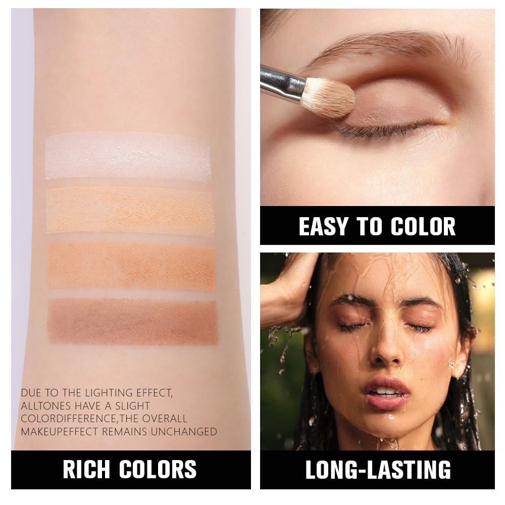 evpct Matte Smoky Nude Eyeshadow Quad Palette, Ivory White Nuetral Dark Ndue Brown Matte Smoky High Pigmented Primer Mini Eye Shadow Palette Makeup for Women, Smudge Proof Vegan Eye Shadows Nudes