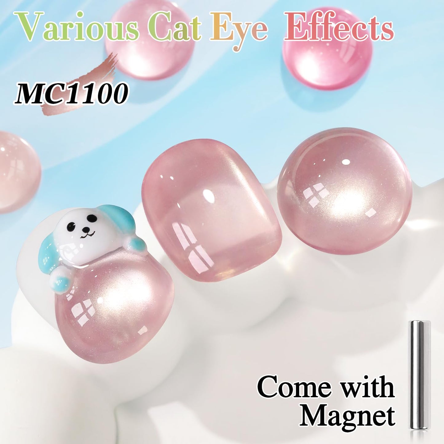 Double Rhythm Jelly Glass Cat Eye Gel Polish with Magnet 15ML Holographic Glitter Shimmer Translucent Sheer Color Magnetic Nail Polish Salon DIY at Home (Jelly Pale Purple-MC1100)