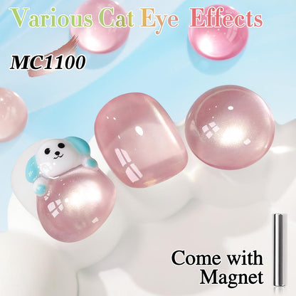 Double Rhythm Jelly Glass Cat Eye Gel Polish with Magnet 15ML Holographic Glitter Shimmer Translucent Sheer Color Magnetic Nail Polish Salon DIY at Home (Jelly Pale Purple-MC1100)