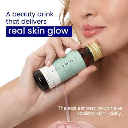 Relumins Advanced Collagen Beauty Drink with Glutathione, Hyaluronic Acid & Antioxidants - Post-Summer Skin Recovery & Shots for Radiant Skin, Hair & Nails - Apple Flavor - 10 Bottles x 50mL