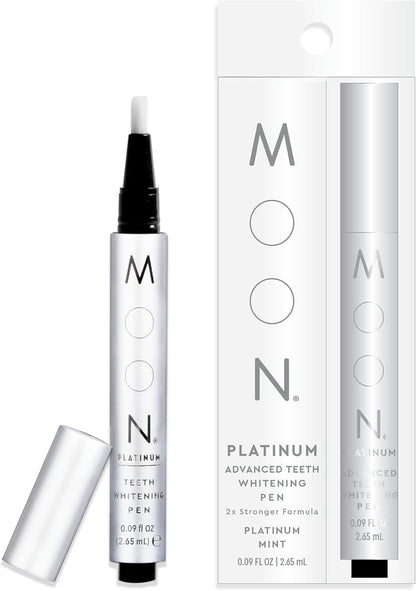 MOON Teeth Whitening Pen - Gentle on Sensitive Teeth, Whitens with Antioxidants & Essential Oils - Vegan Whitening Gel in an Easy Applicator - Platinum Mint