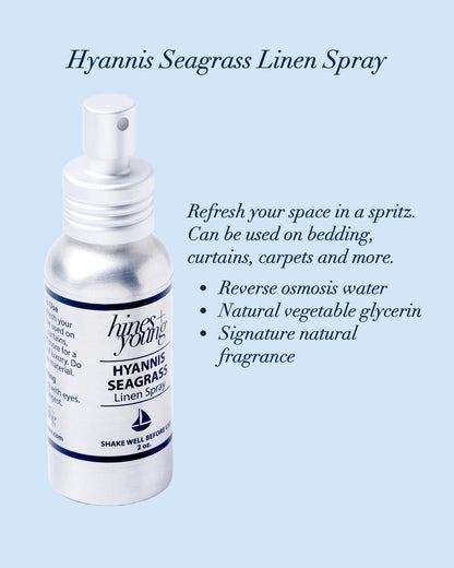 Hines+Young Travel Tins Gift Set - 4 oz Body Cream, 2 oz Linen Spray, Natural Lip Balm - Skin Care and Refreshing Home Fragrance, Ideal Self-Care Gift Set (Pack of 3, Hyannis Seagrass)