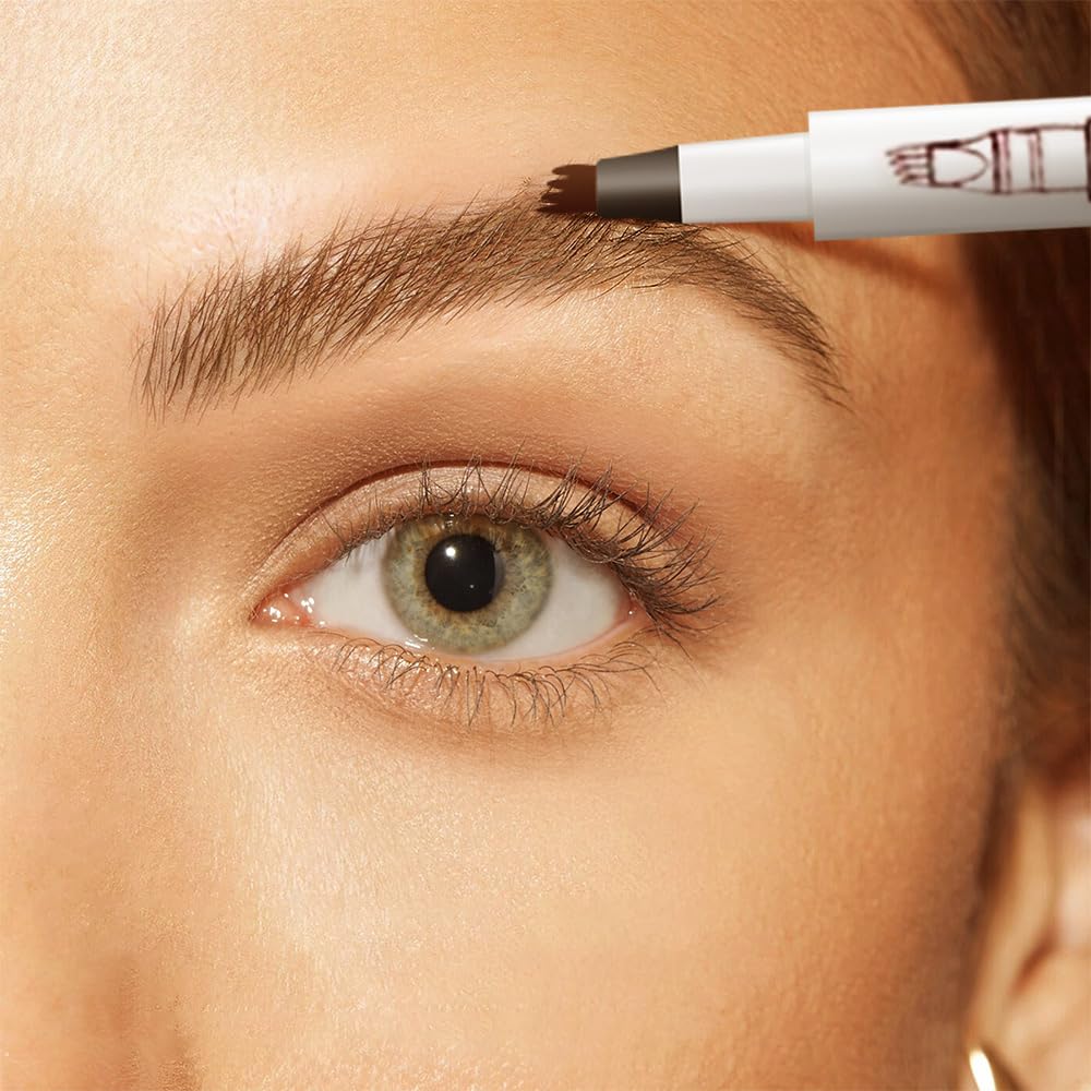2025 Upgrade Waterproof Brow Pencil with Micro-Fork Tip,3D Magic Eyebrow Pencil 4-Head Split Waterproof Long-lasting Eyebrow Pencil,Natural Makeup Fine Stroke Eyebrow Tattoo Pencils (Gray)
