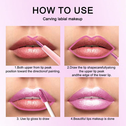 evpct Pink Metallic Glitter Lip Liner and Lipstick Combo Lip Gloss Stain Set Makeup for Women Long Lasting Waterproof 24, Rose Pink Metallic Shimmer Frosted Iridescent Glossy Liquid Lipstick 21