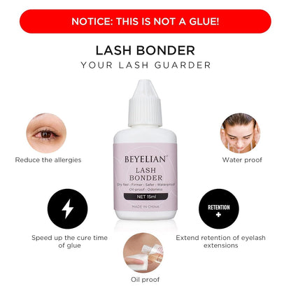 BEYELIAN Lash Bonder for Eyelash Extension Super Bonder Longer Retention Help Glue Bond Better Glue Primer Accelerate Drying Time Low Irritation Water Oil Proof 4 Pack