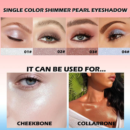 Light Blue Shimmer Single Eye Shadow Palette Makeup with Mirror,Neutral Powder Monochrome Eyeshadow for Older Women,Waterproof Long Lasting Naturing-Looking sombras para ojos