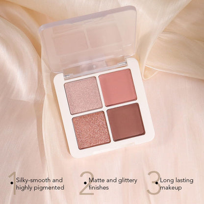 4 Colors Matte Shimmer Eyeshadow Makeup Palette,Rose Gold Nude Pink Natural Neutral Eye Shadow Palette,Long Lasting Waterproof Naturing-Looking Women Girls Eye Shadow