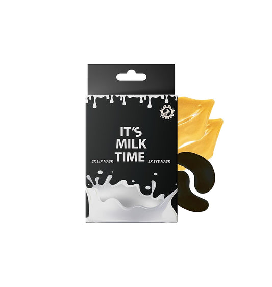 New Lip and Eye Mask 2 Sets, Hydro-Gel Eye Mask For Puffiness, Lip Collagen Plumper, Eye Mask Skincare, Rich Goat Milk, Lot Of 4 (black/gold)