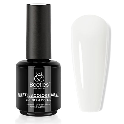 Beetles Milky White Rubber Base Gel Polish For Nail Thickening, 15ml Milky White Gel Polish Nail Strengthener Extension Color Base Gel In A Bottle UV LED Nail Lamp Cured