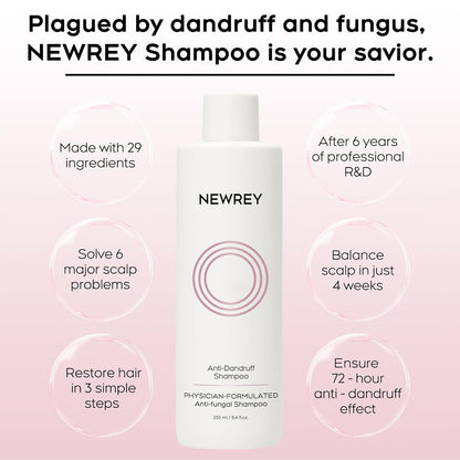 24HR Fast Itch Relief Anti-Fungal Shampoo for Psoriasis, Seborrheic Dermatitis & Folliculitis, Relieves Itchy, Dry Scalp, Sulfate & Paraben Free Anti-Dandruff Shampoo for Men and Women, 8.4 fl oz