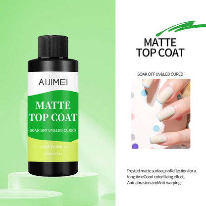 AIJIMEI Elegant Satin Matte Top Coat for Nails Finish Nail Polish Matte Nail Top Coat, Long-Lasting Nail Polish Matte Top Coat & Quick-DryTop Coat Satin Matte TopCoat 4 Fl Oz