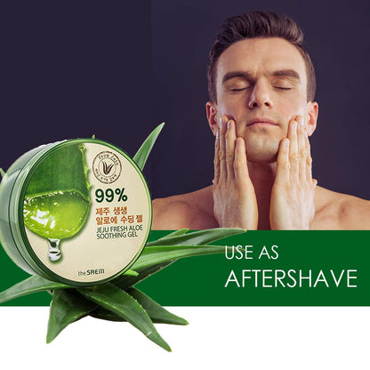 THESAEM Jeju Fresh Aloe Soothing Gel 10.1 fl. oz. (300ml) - 99% Aloe Vera, Hydrates & Dry, Itchy & irritated Skin