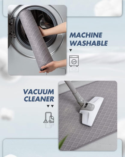 AMOAMI Ultra Thin Bathroom Rugs, Rubber Backed Bath Mats for Bathroom Non Slip, Absorbent Bathroom Mat for Floor, Shower, Sink(16"x24", Grey)