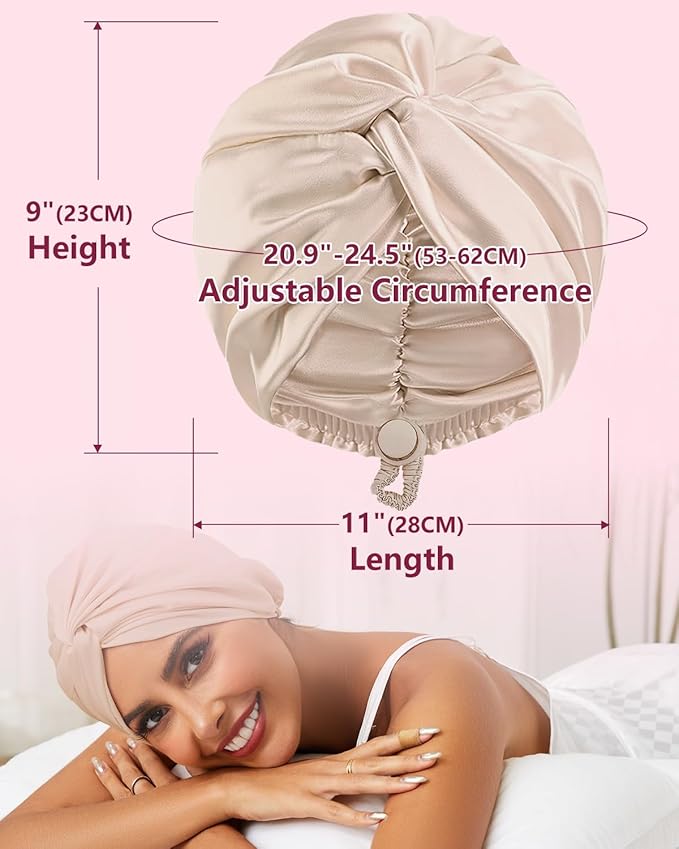 Adjustable silk satin hair bonnet