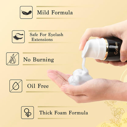 Lash Shampoo -100 ML Eyelash Shampoo Eyelash Extension Cleanser for Lash Extensions with Brush Eyelash Wash for Extensions & Natural Lashes/Paraben & Sulfate Free Safe Makeup Remover