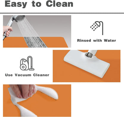 Bath Mat, Bathroom Rugs Non Slip Washable Thin Absorbent Quick Dry Bath Mat Fits Under Door Bathroom Floor Mat Perfect for Bath, Shower, or Sink 20"x48" Orange