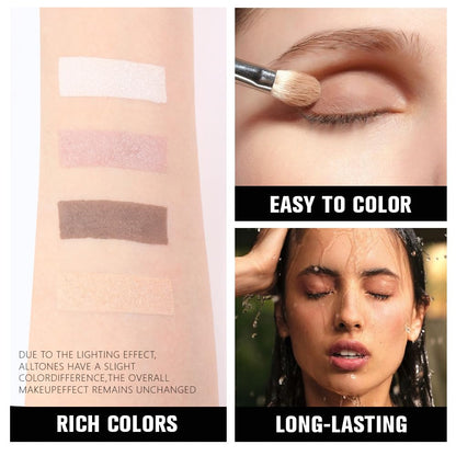 evpct Eyeshadow Quad Palette, Nude Champagne Cocoa Brown Beige Glitter Shimmer Metallic Matte High Pigment Eye shadow Palette Makeup for older Women, Smudge Proof Vegan Cruelty-free, Natural Nudes