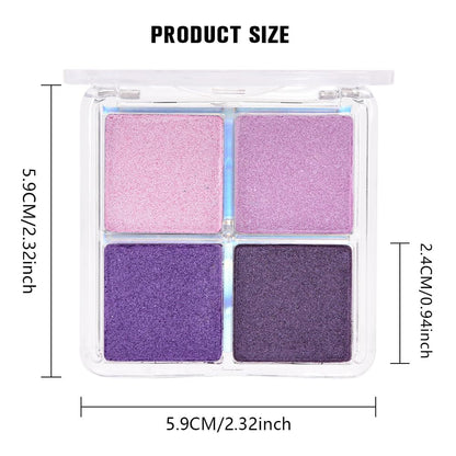 4 Colors Dark Purple Pink Eye Shadow Powder Palette Makeup, Neutral Matte Shimmer Cream Quads Eyeshadow Palette for Women Highly Pigmented Waterproof, paleta de sombras de ojos, Vegan, 05
