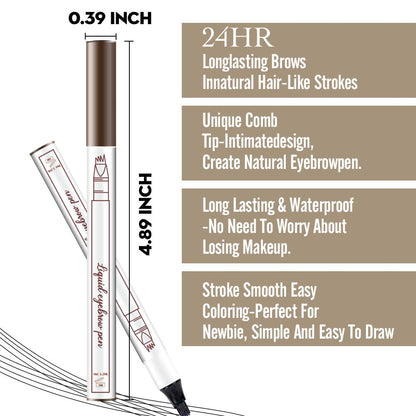 Eyebrow Ink Pencil by Brow Stylist -Micro 4 Point Brow Pen Lift & Snatch Eyebrow Pen Kits with 3 Eyebrow Stencil Long-Lasting Waterproof Natural Eyebrow Hair (1Pc 03# dark grey)