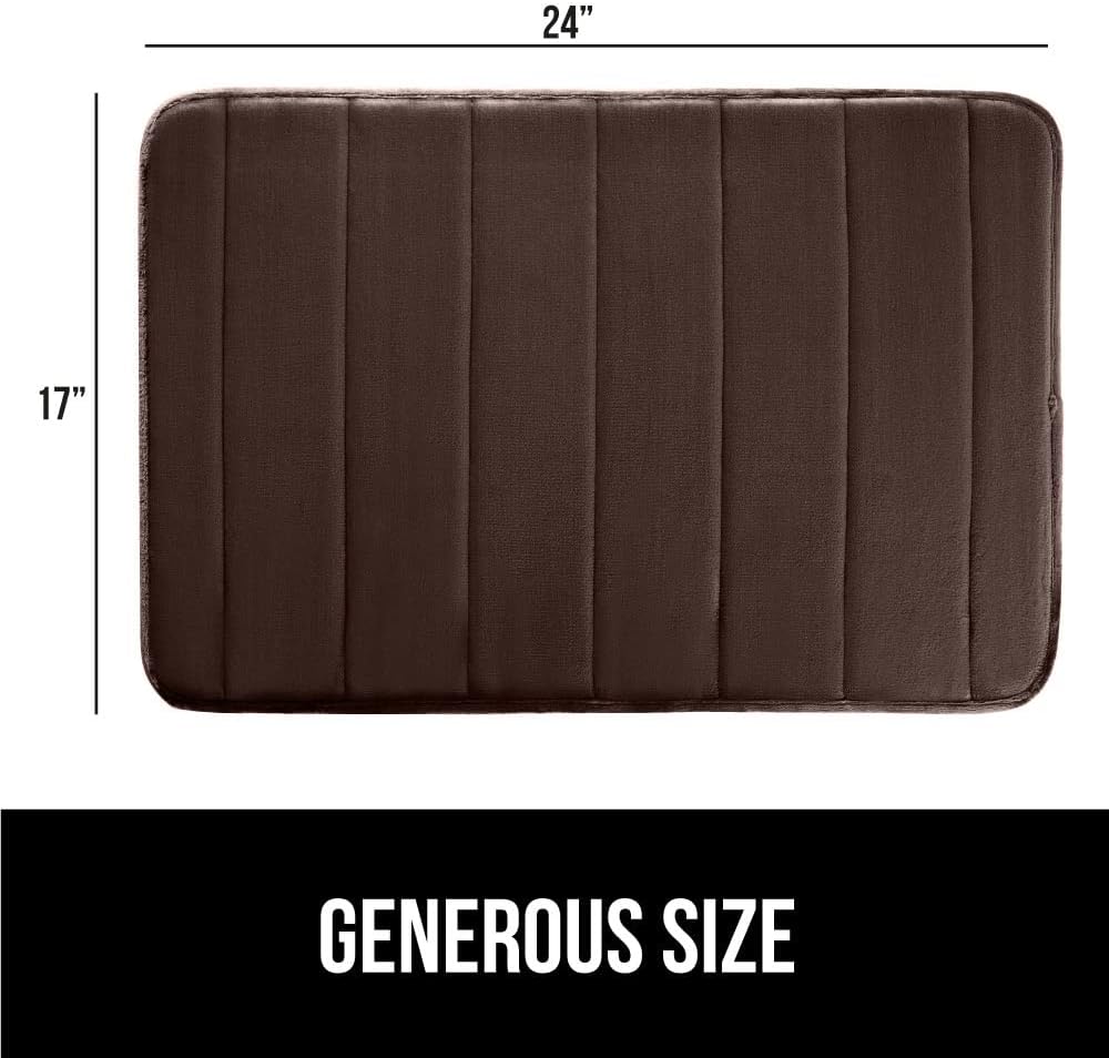 GORILLA GRIP Memory Foam Bath Mat, Soft Absorbent US Designed Bathroom Rug, Gripping Dots Machine Washable Bathmat, Cushioned Floor Mats, Shower Sink Rugs Room Décor Accessories, 24x17 Brown