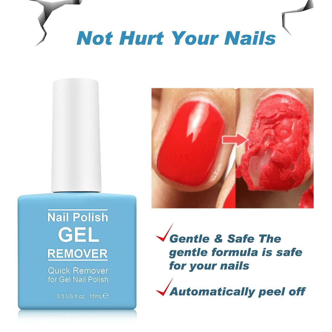 2 Pack Gel Nail Polish Remover, Gel Polish Remover for Nails, Easily Magic Soak-Off Gel Polish in 2-5 Minutes - Safe, No Need For Foil, Soaking Or Wrapping (with 1 Cuticle Pusher and Nail Scraper)