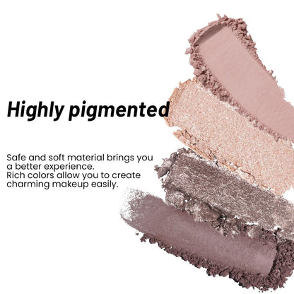 4 Colors Eyeshadow Makeup Palette,Champagne Nude Pink Dark Brown Natural Neutral Eye Shadow Palette with Mirror,Long Lasting Naturing-Looking,Waterproof
