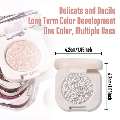 Glitter Eyeshadow Palette, Silver Shimmer Eyeshadow Makeup, Shiny Pressed Powder, Single Vegan Eye Shadow, Highly Pigmented Silver Eye shadow Makeup Palette,Monochrome Long Lasting Glitter Eyeshadow12