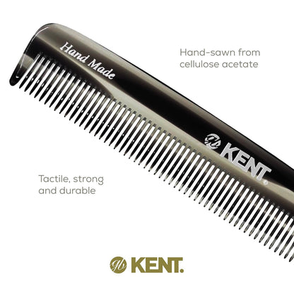 Kent F3T Black Graphite Fine Tooth Comb - Hair Parting and Straightening Comb for Men's & Women's Dandruff Remover, Saw Cut and Hand Polished Made in England