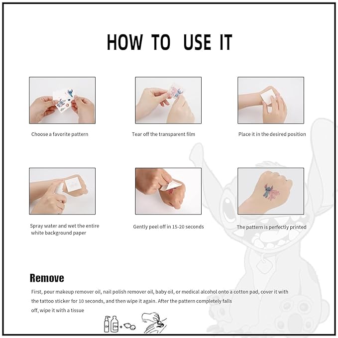 40pcs stitch temporary tattoos for