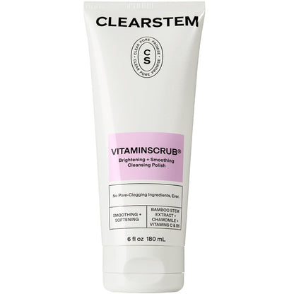 CLEARSTEM - VITAMINSCRUB - Antioxidant-Infused Scrub Cleanser - Exfoliating Face Wash + Body Scrub - Vitamin C, Hemp, Bamboo - Skin Care Products - Gluten Free, Cruelty Free - 6 fl oz / 177ml