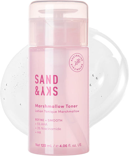 Sand & Sky Australian Essentials Brightening Toner with Niacinamide & Glycolic Acid - Marshmallow Extract Essence, Exfoliates & Strengthens Skin, 4.2 fl oz