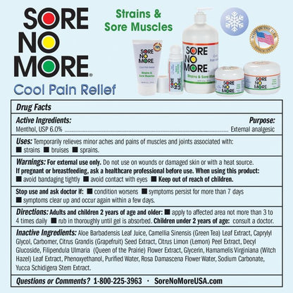 Sore No More Cool Relieving Gel for Aches & Pains in Muscles & Joints associated with Strains, Bruises & Sprains | Absorbs Quickly with a Refreshing Lemon Aroma | 3 oz Roll-On