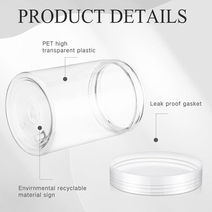 Patelai 4 Pieces Round Wide-mouth Leak Proof Plastic Container Jars with Lids for Travel Storage Makeup Beauty Products Face Creams Oils Salves Ointments DIY Making(10 Ounce,Clear)