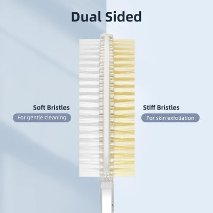 Back Scrubber Long Handle for Shower,Back Brush Dual-Sided with Stiff and Soft Bristles,Body Exfoliator for Bath or Dry Brush