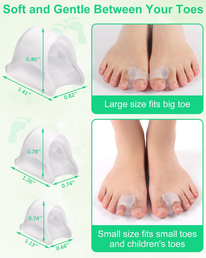 10Pcs Hammer Toe Corrector Straighteners for Women and Men Curled Toes, Crooked, Claw, Hammertoe, Soft Gel Toe Splints for Straightening, Clear Bunion Spacer Separators (Large)