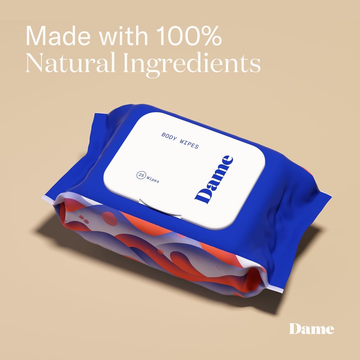 Dame Products Body Wipes - Cleansing and Nourishing - pH-Balanced Formulated with Aloe and Cucumber Extract - Disposable and Flushable - 25 Count