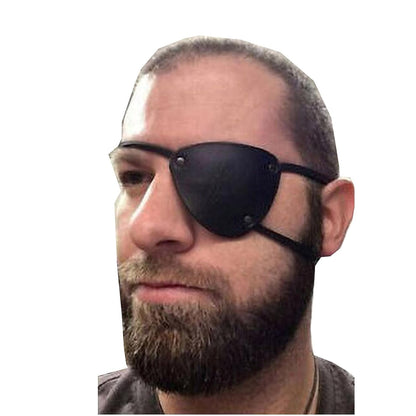 Retro Single Eye Patch - Black Eye Patches - PU Leather Pirate Eye Patch Cover - Adjustable Medieval Steampunk Blindfold for Adults Role Play Costume Accessories, (Left)