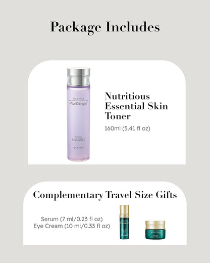 ISA KNOX Age Focus Vital Collagen Essential Toner, Prime Wrinkle for All Serum & Prime Eye for All Cream with Vitamins C, B12 & E (177 ml/5.99 fl oz) Korean Skincare