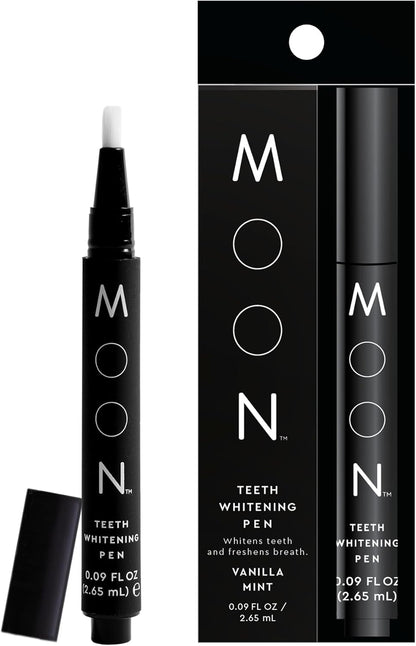 MOON Teeth Whitening Pen - Gentle on Sensitive Teeth, Whitens with Antioxidants & Essential Oils - Vegan Whitening Gel in an Easy Applicator - Vanilla Mint
