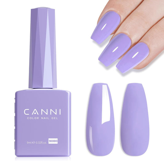 CANNI Purple Gel Polish, 1Pcs Gel Polish Purple Color Pale Violet Nail Polish Gel High Gloss Soak Off U V Gel Nail French Nail Manicure Salon DIY