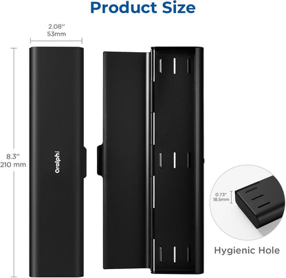 Wider Aluminum Toothbrush Travel Case, Portable Travel Toothbrush Holder, Durable Manual Toothbrush Box Container for Traveling, Bathroom, Camping, Business Trip, Black