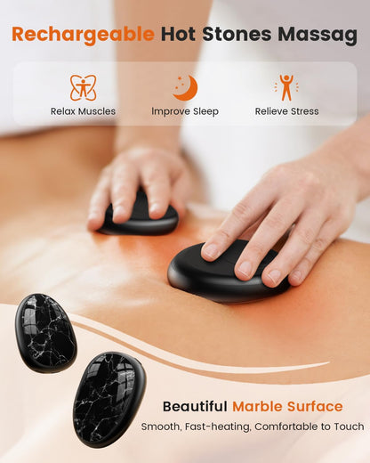 Hand Warmers Rechargeable 2 Pack, AI Temperature Control Electric Handwarmers, Stone Shape Portable Pocket Heater, Great Gift for Christmas Hunting, Golf, Camping Black