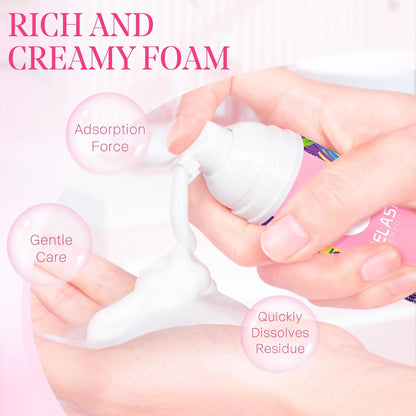 Buqikma Lash shampoo for Eyelash Extension, 60Ml/2.11fl.Oz Eyelash Shampoo Kit with Lash Wash Brushes Gentle Lash Extension Cleanser for Professional Salon and Home Eyelash Care